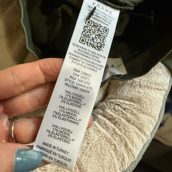 Frame Cinched High Rise Wide Leg Pants Military Green Size 29 - Picture 8 of 12